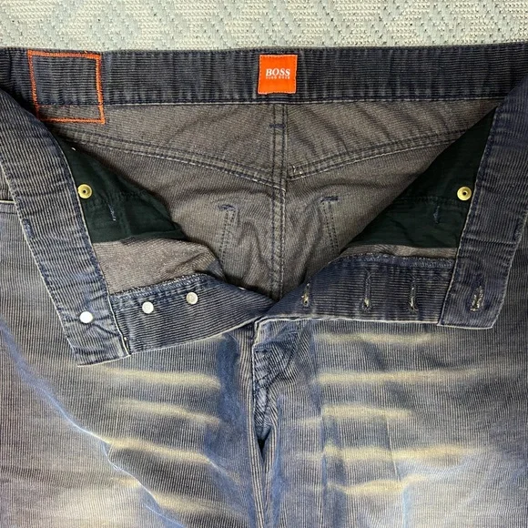 Hugo Boss Men's 34 X 32 Button Fly Corduroy Straight Leg Blue